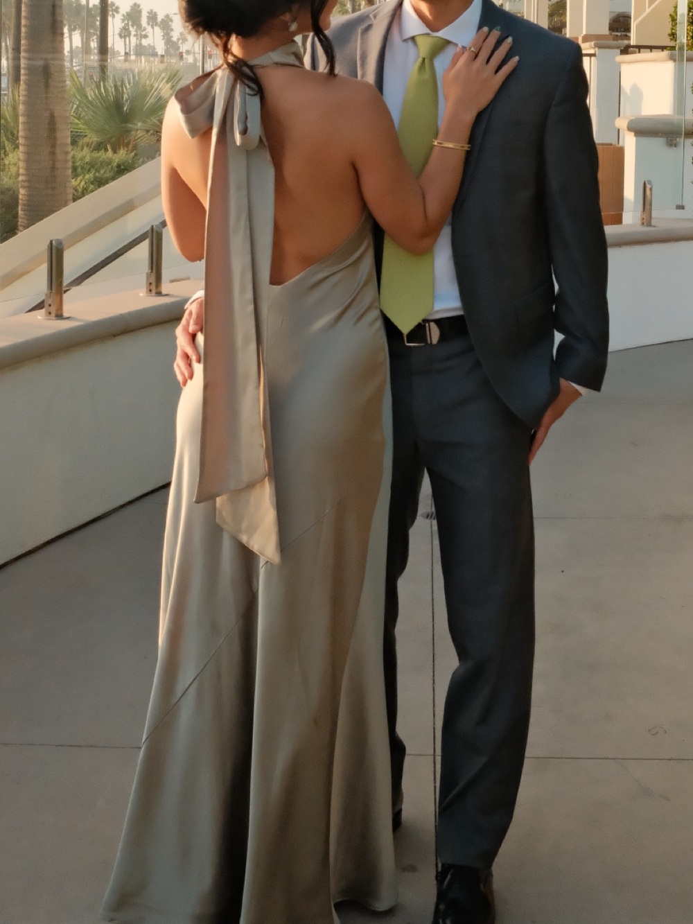 Show Me Your Mumu Lisa Maxi Halter Moss Green Luxe Satin - Picture 3 of 4